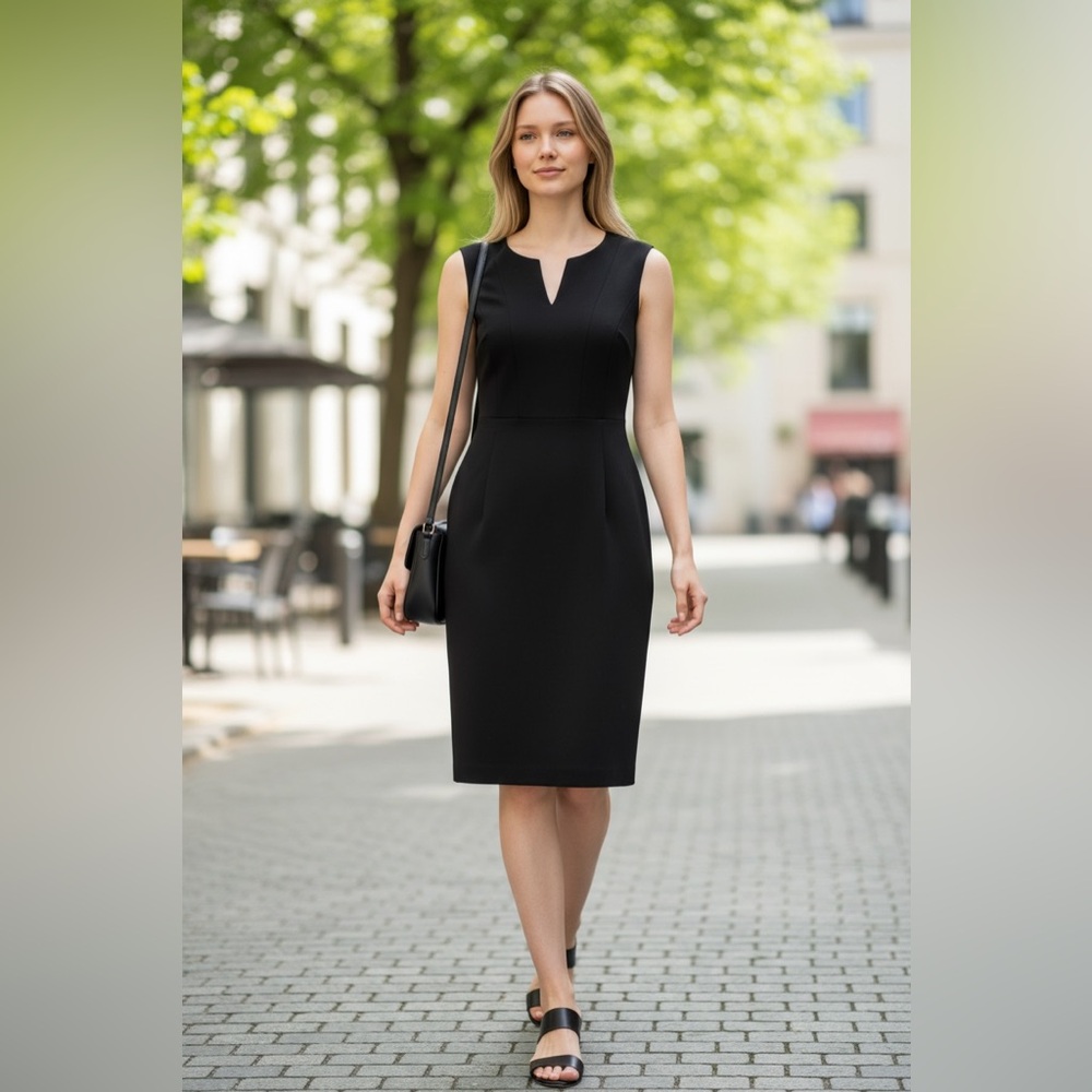 Calvin Klein Classic Black Midi Dress NWOT